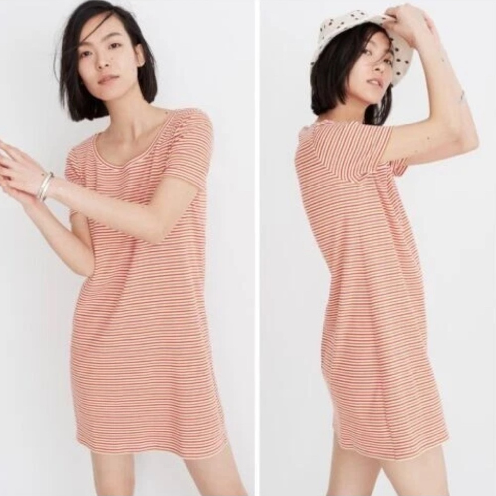 Madewell Striped Mini Dress in Red and White